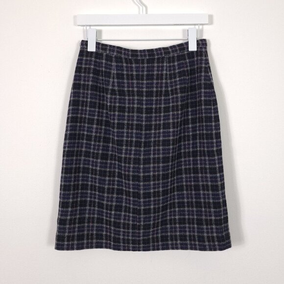 Vintage Plaid Wool Blend Skirt - Picture 1 of 7